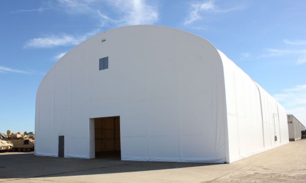 Using Canopy Hoop Buildings as Cargo Storage Containers